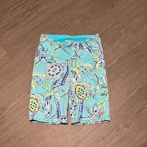 Lilly Pulitzer Blue and Green Tropical Bike Shorts